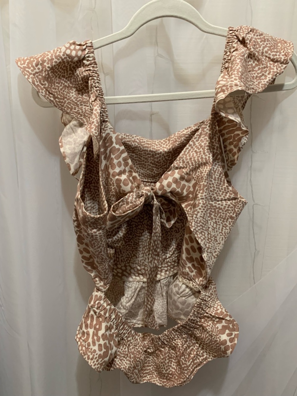 Express Animal Print Cutout Ruffle Sleeve Peplum - Picture 8 of 11